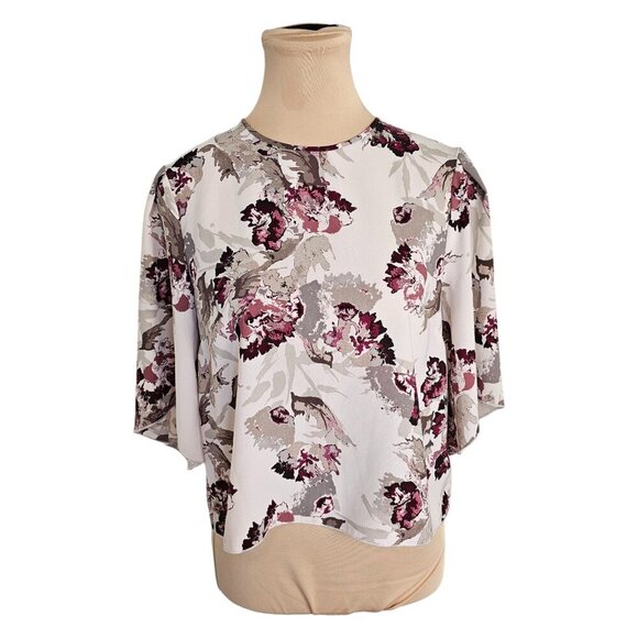Wilfred Aritzia Off White Red Pink Floral Blouse Sz S - Picture 1 of 8